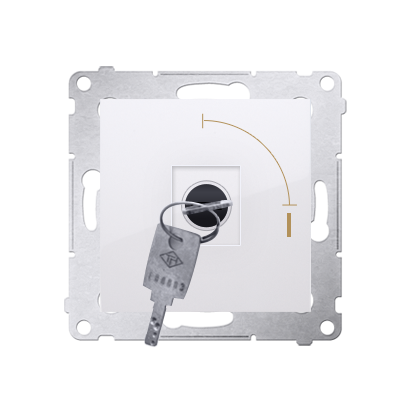 Simon 54 Premium Blanc Interrupteur à clé unipolaire 2 positions "0-I" Contact N/O pour sortir la clé dans n'importe quelle position, DW1K.01/11